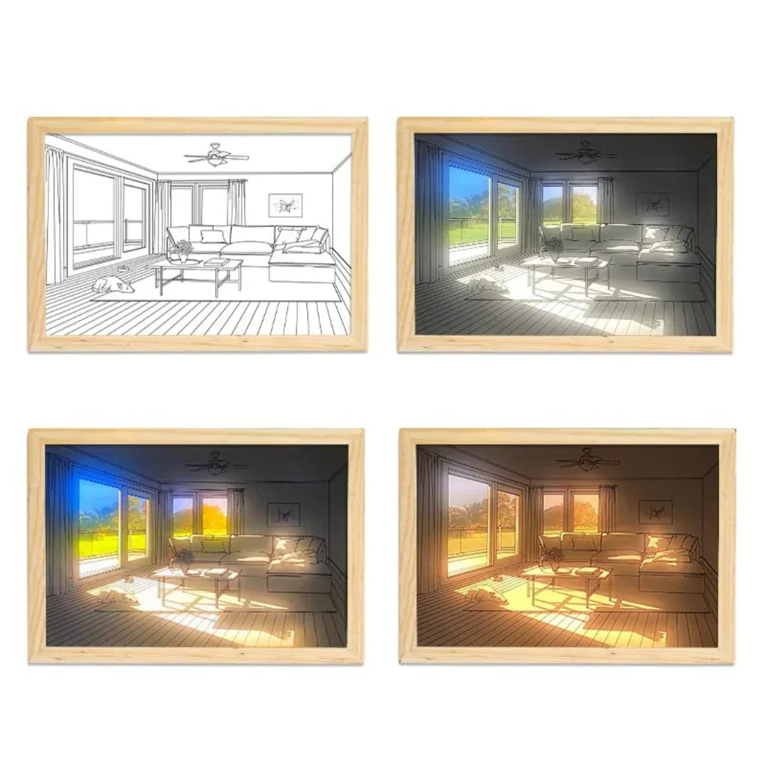 Sunset LED Light Painting Art Frame - 3 Color Lights