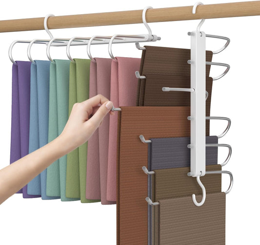 5 Layer Hanger, Space Saving Non-Slip Clothes Organizer for Closet