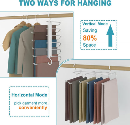 5 Layer Hanger, Space Saving Non-Slip Clothes Organizer for Closet