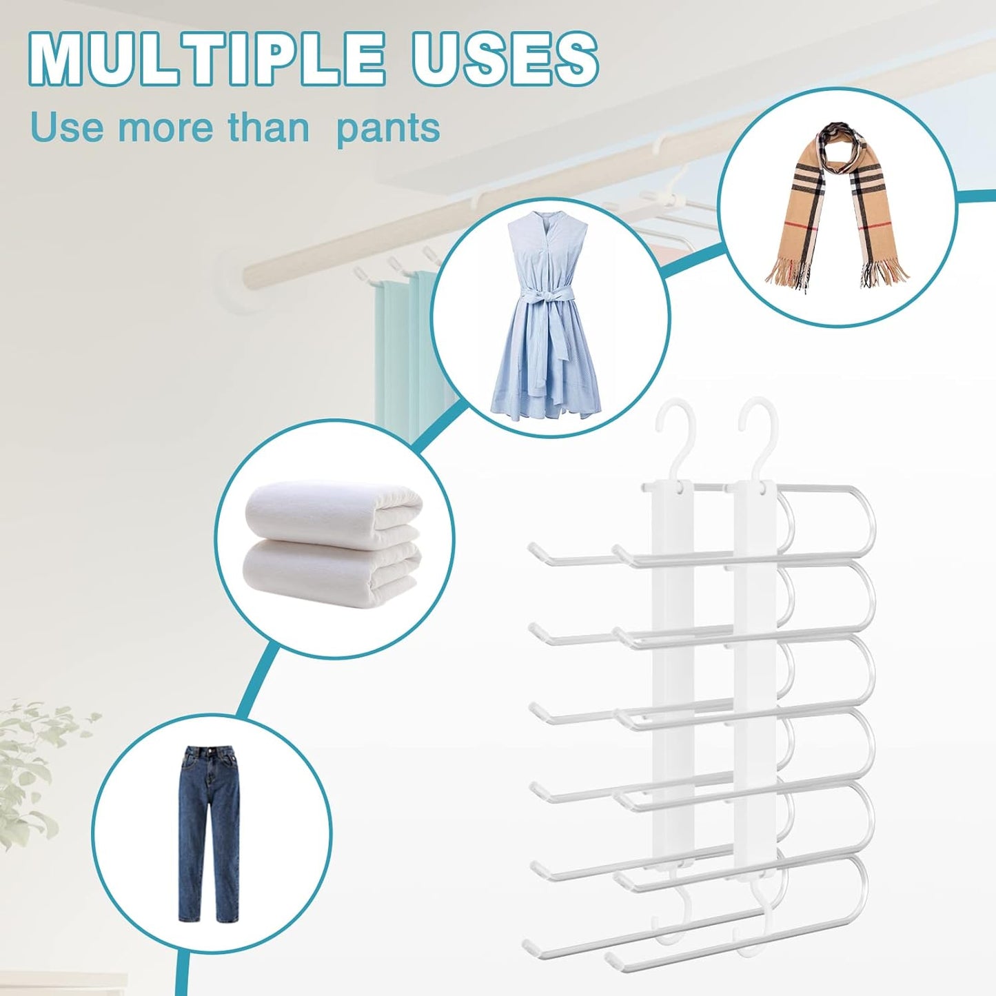 5 Layer Hanger, Space Saving Non-Slip Clothes Organizer for Closet