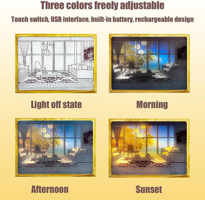 Sunset LED Light Painting Art Frame - 3 Color Lights